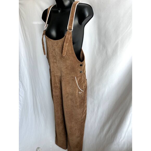 Camp Collection Brown Corduroy Overalls Size M Western Jumpsuit Farmer Cowgirl - Picture 5 of 12